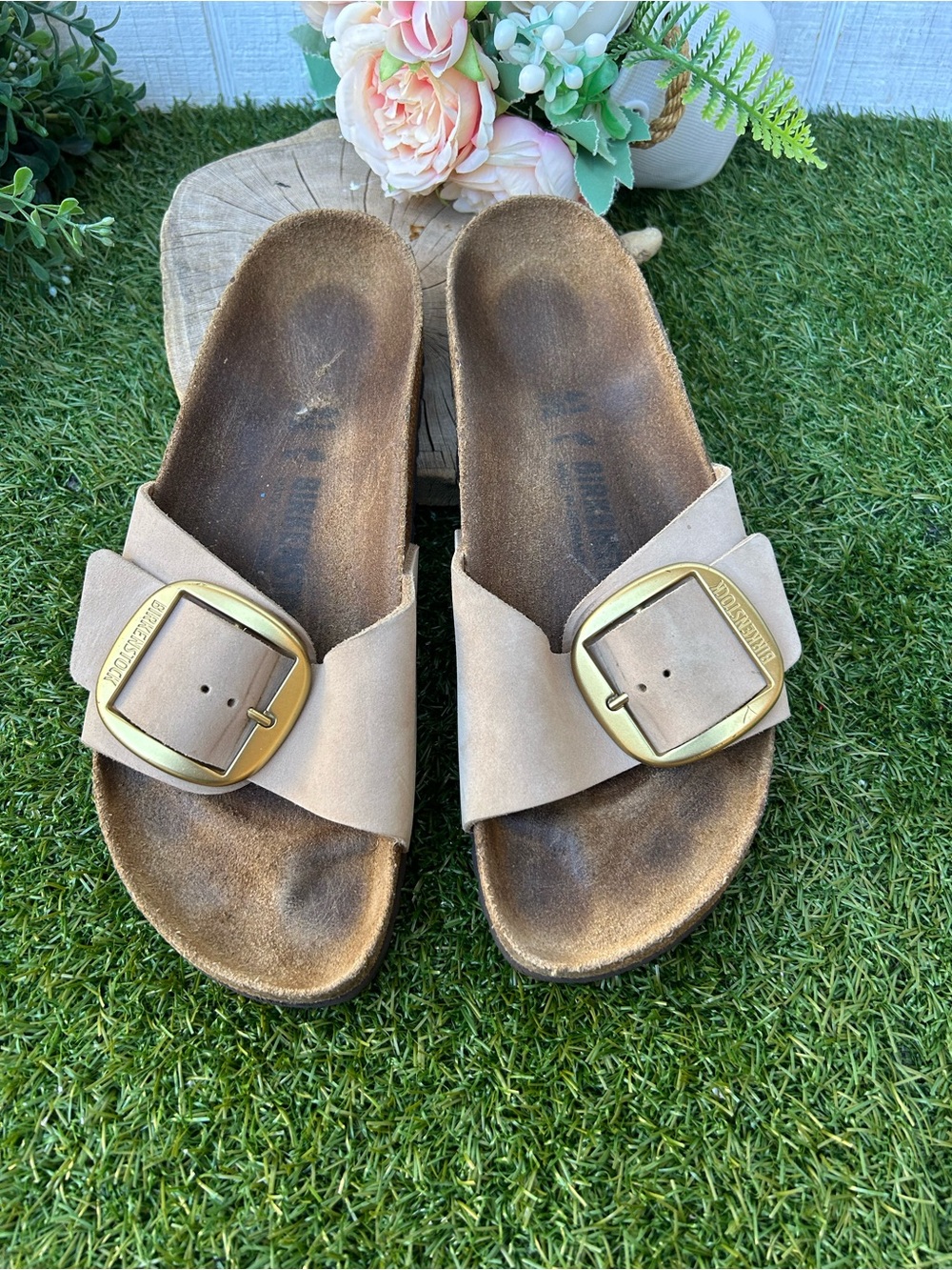 Birkenstock🍂Madrid BIG buckle leather sandals sandcastle size 41 US 10-10.5 - Picture 8 of 16